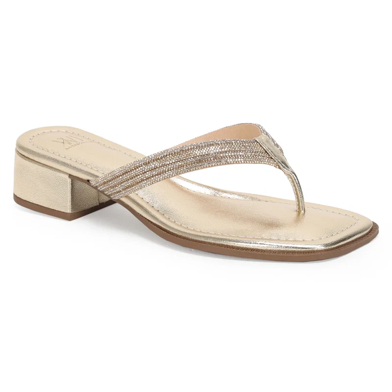 Tamanco Baixo Tiras Strass 3,5cm