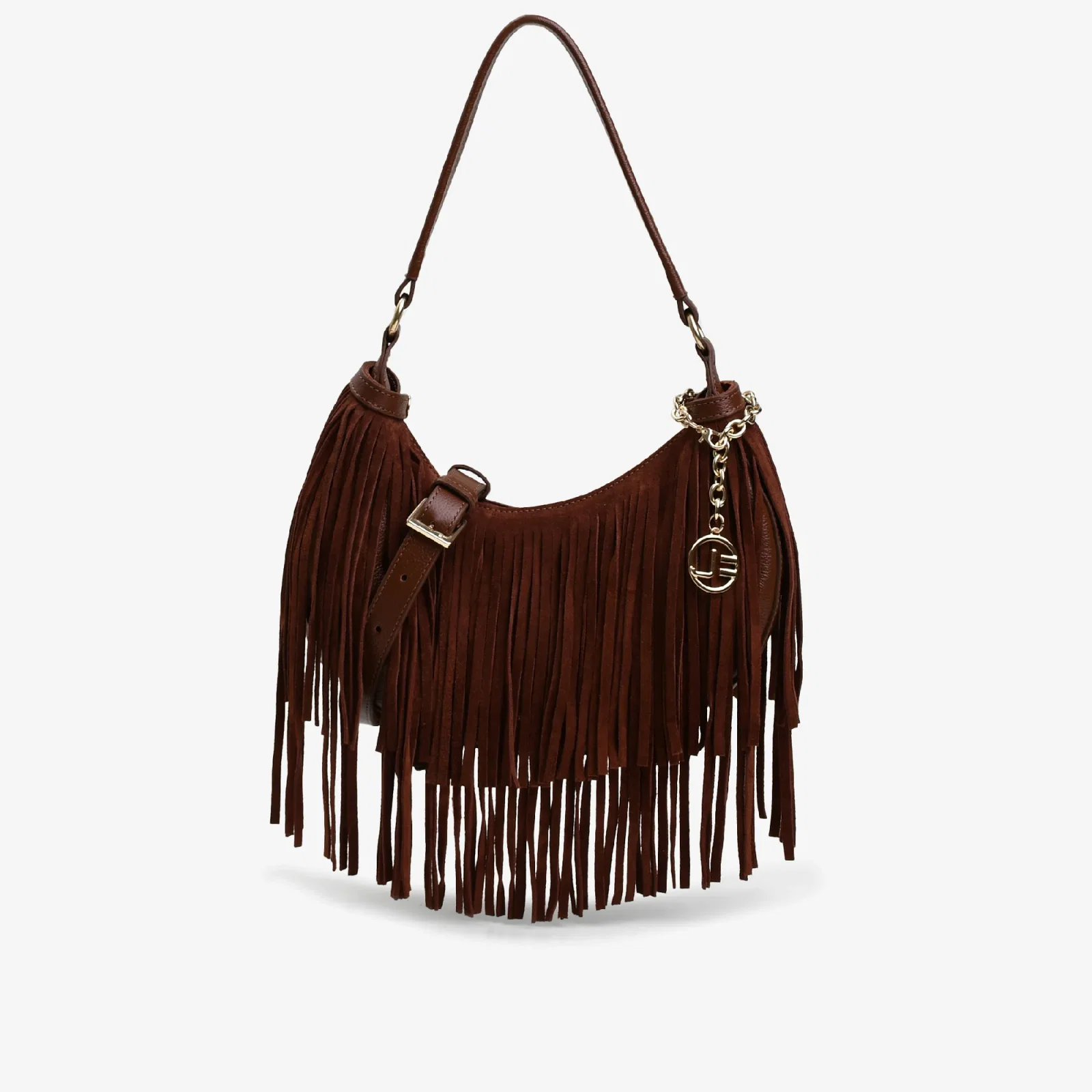 Bolsa Hobo Marrom Tabaco Franja Removível Couro