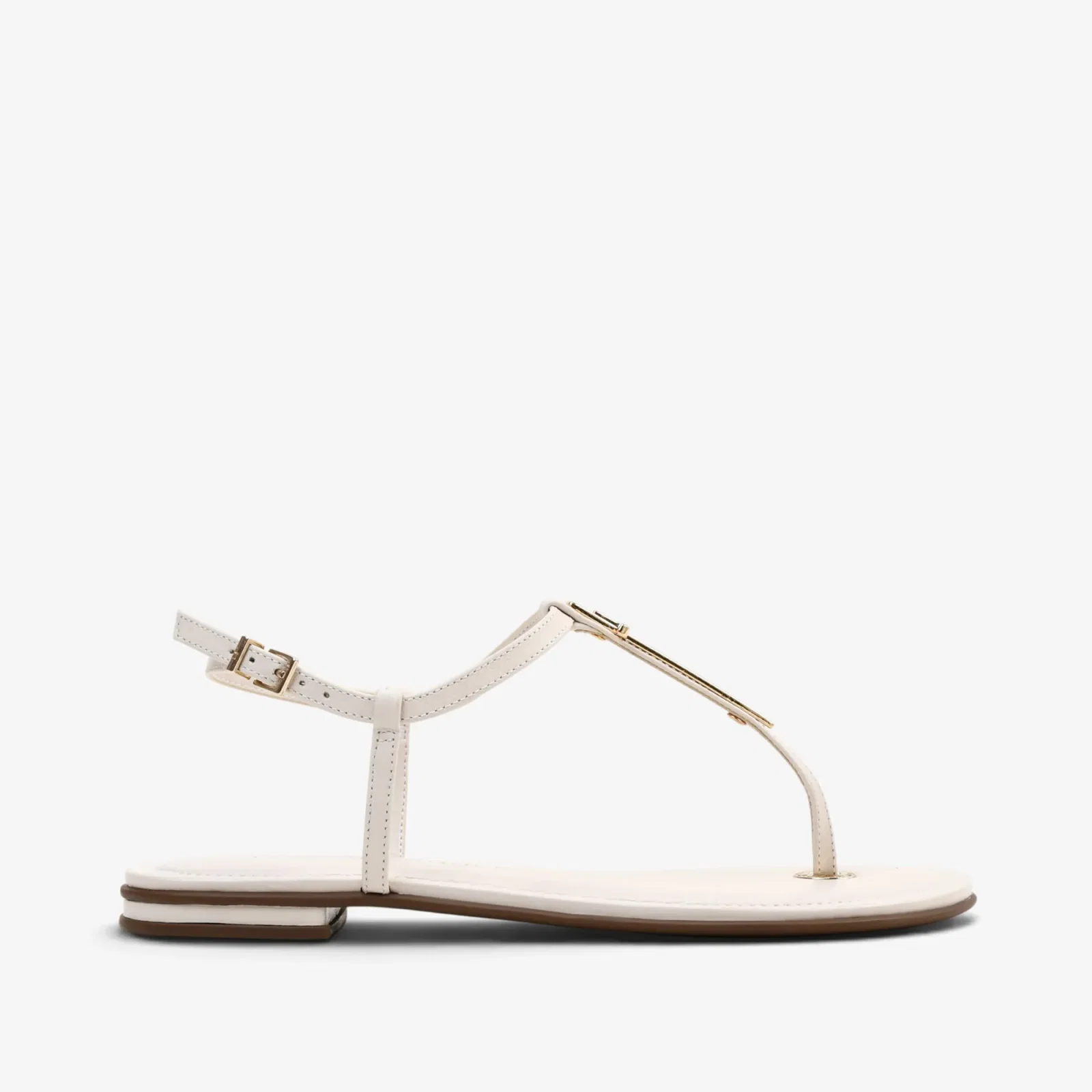 Sandália Rasteira Off White Algodão Couro — imagem 1