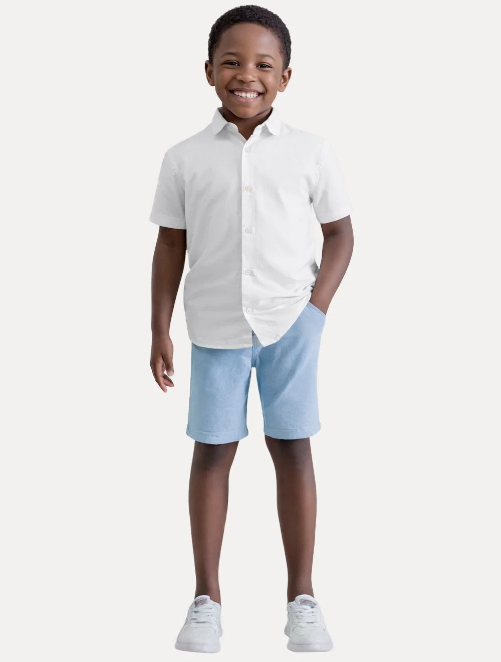 Bermuda Reserva Infantil Sarja Alfaiataria Azul Claro