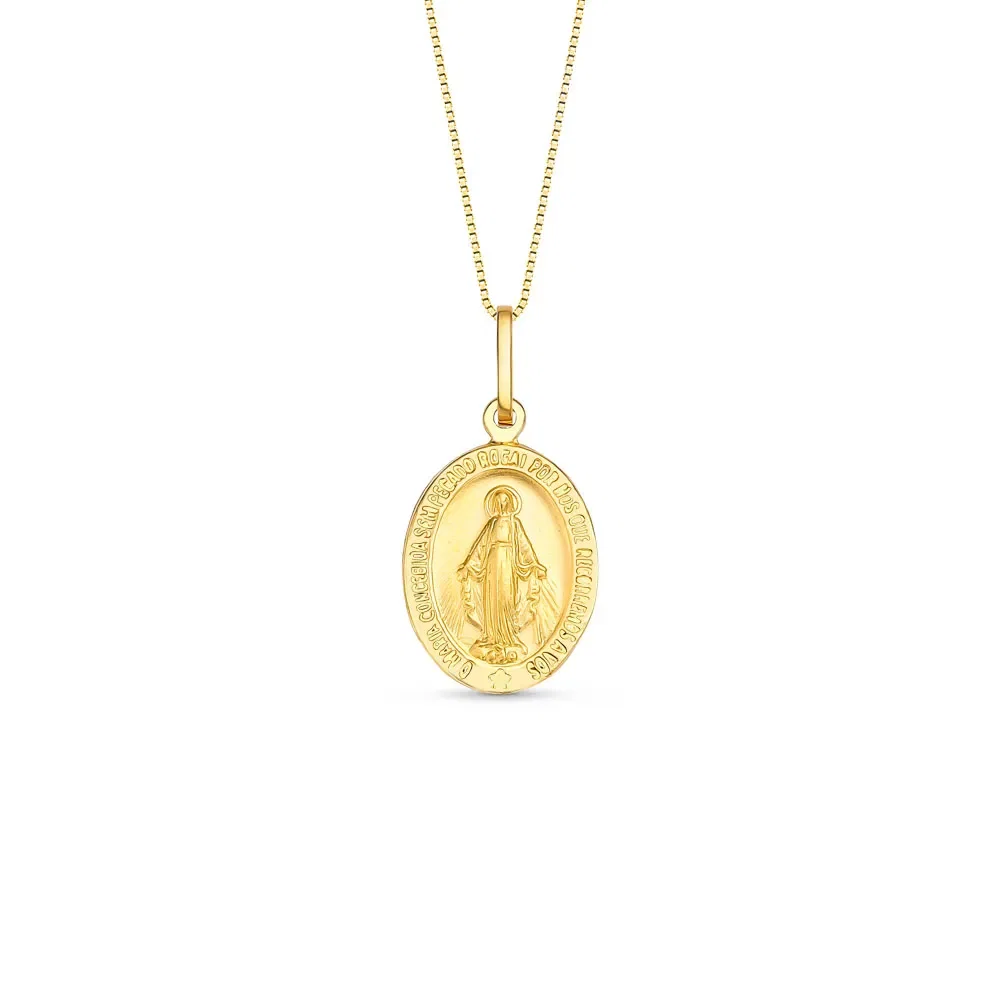 Pingente Medalha N.Sra das Graças em Ouro Amarelo 18k, 13mm — imagem 1