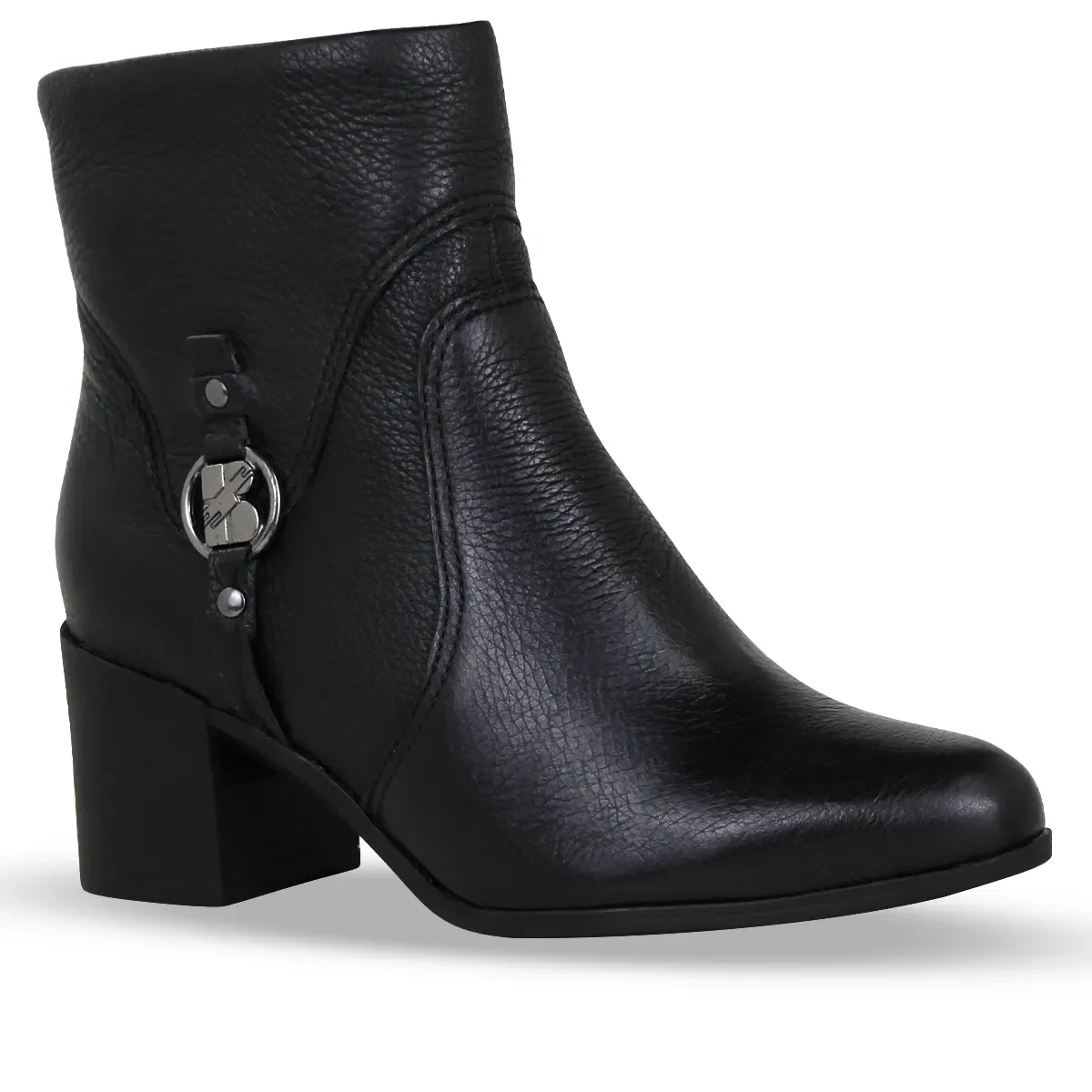 Bota Cano Baixo Couro Burnish Preto