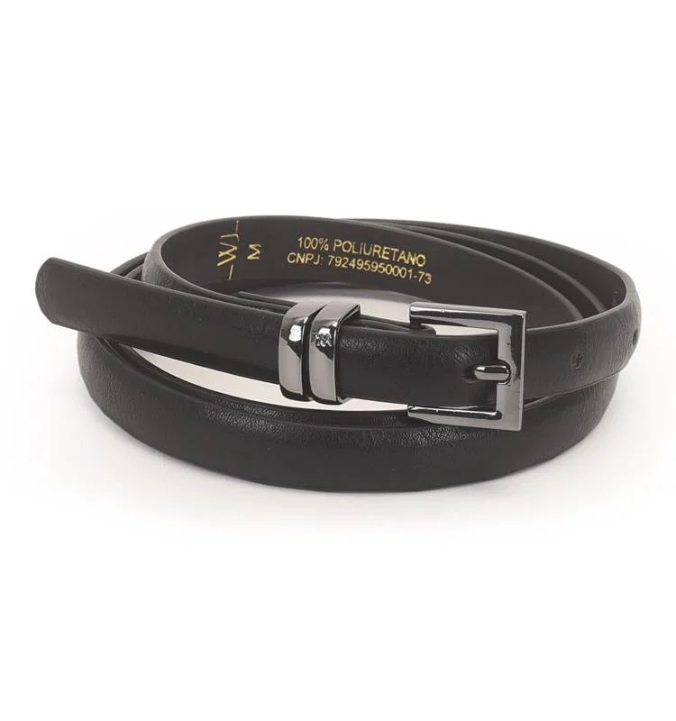 Cinto Feminino Fivela Quadrada E Passantes Personalizados 1.5 Cm
