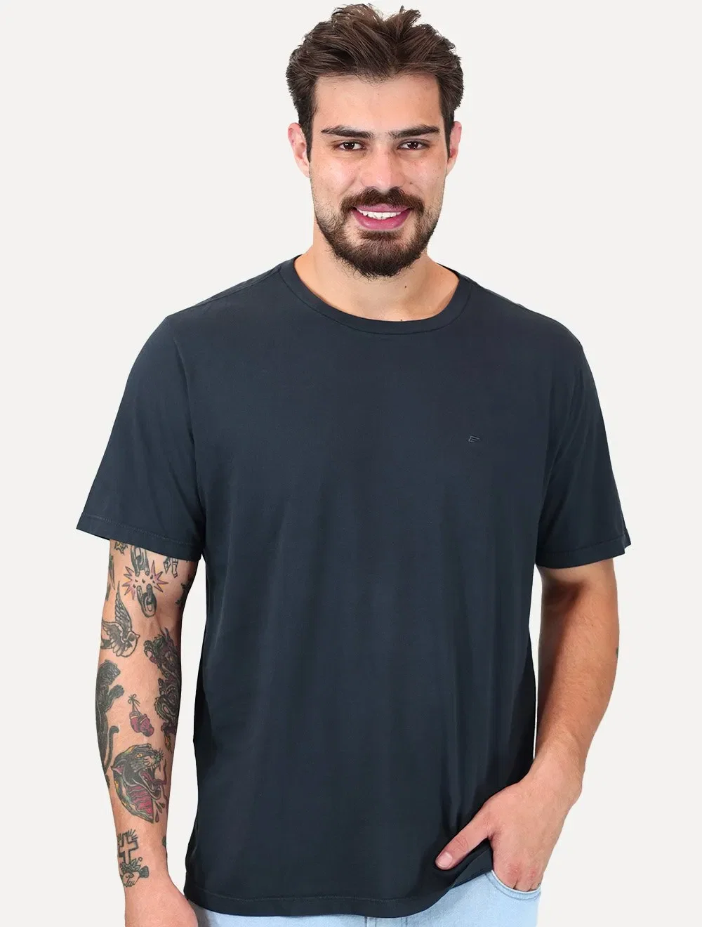 Camiseta Ellus Masculina Cotton Fine Easa Classic Azul Marinho