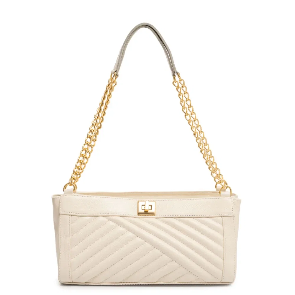 Bolsa Off White Ombro Couro Corrente