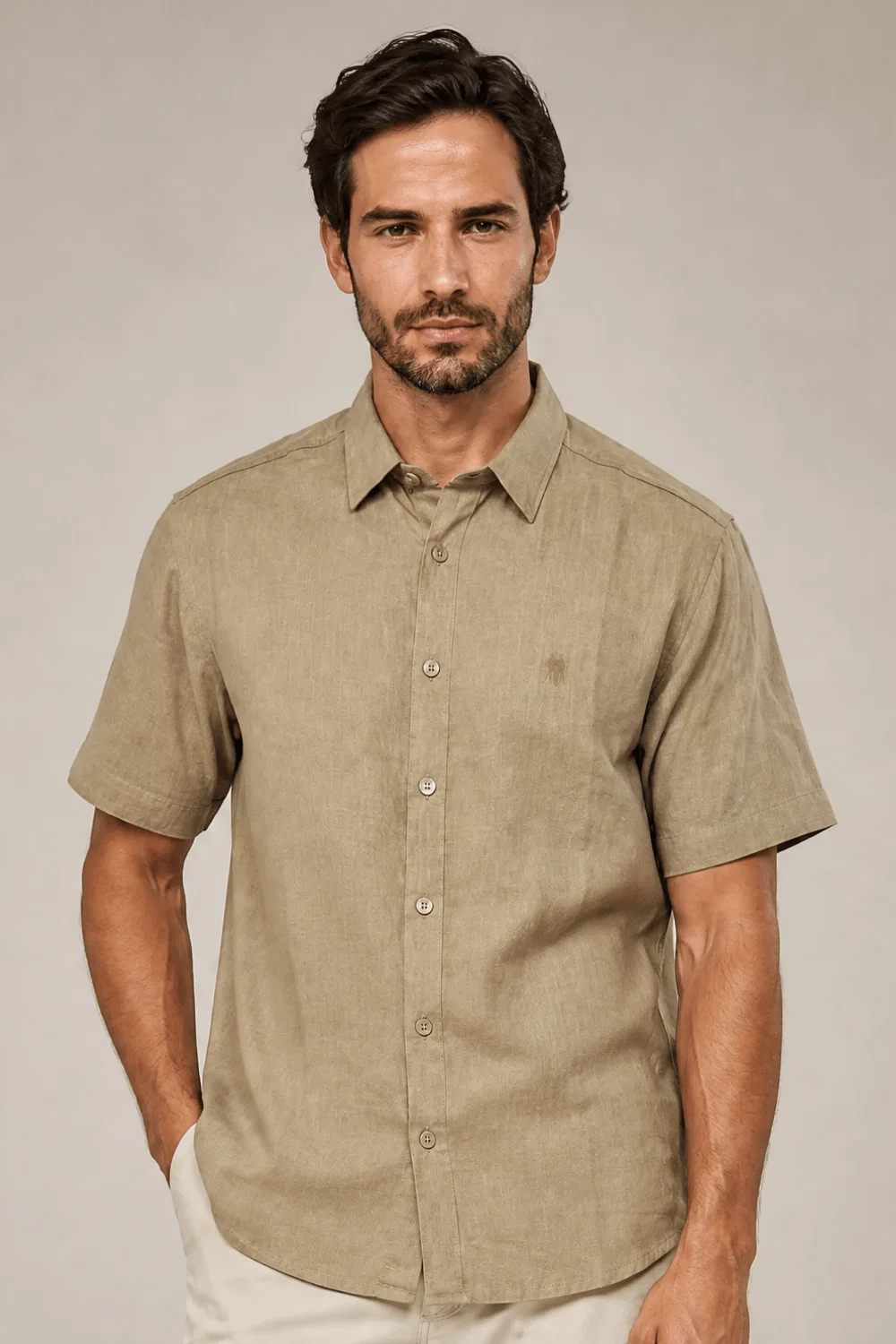 Camisa Masculina Olinda Polo Wear Bege Médio