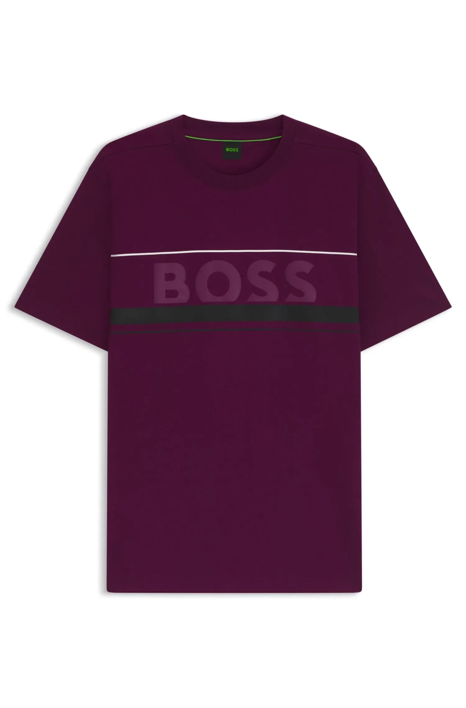Camiseta em jersey de algodão com Listras e logo