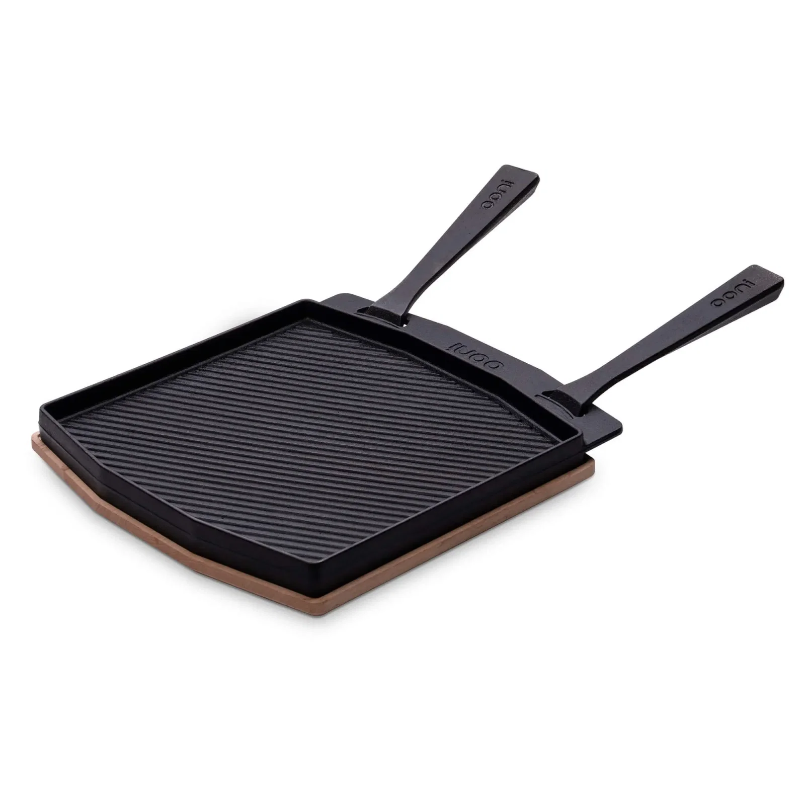 Chapa de Ferro Fundido com Apoio de Madeira Dual Sided Ooni — imagem 1