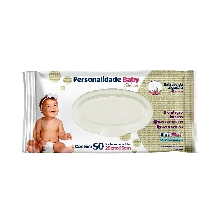 Toalhas Umedecidas Personalidade Baby Total Care 50 Unidades