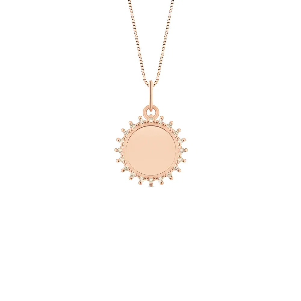 Pingente Personalizável em Ouro Rosé 18k com Diamantes Brown, 19mm — imagem 1