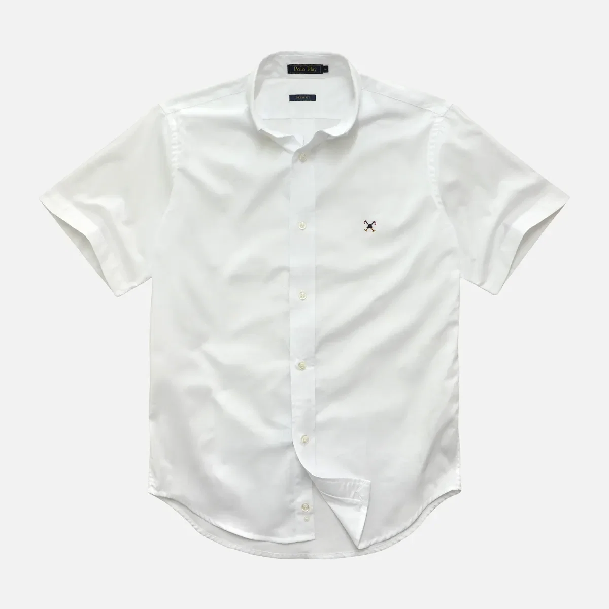 Camisa Dress Button-Down Manga Curta Sem Bolso