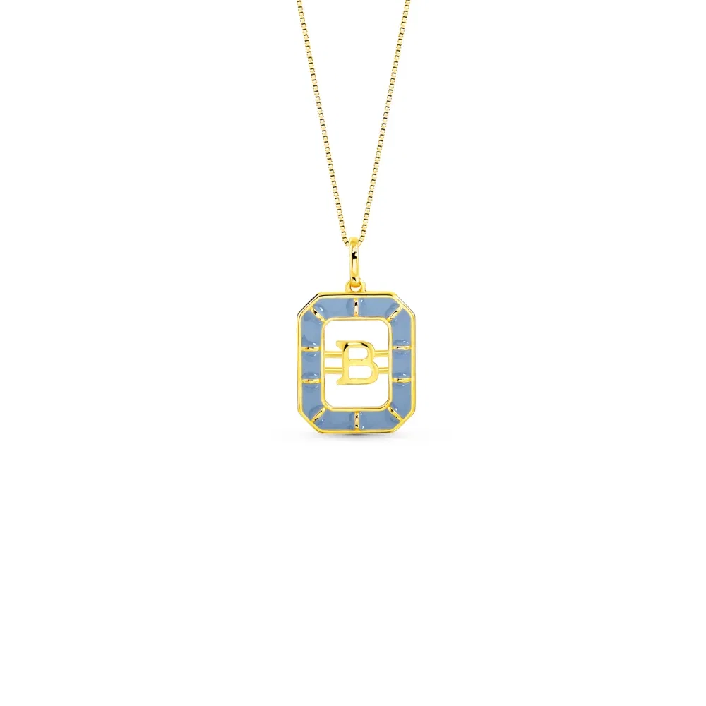 Pingente Alfabeto Letra B em Ouro Amarelo 18k com Esmalte, 14mm — imagem 1