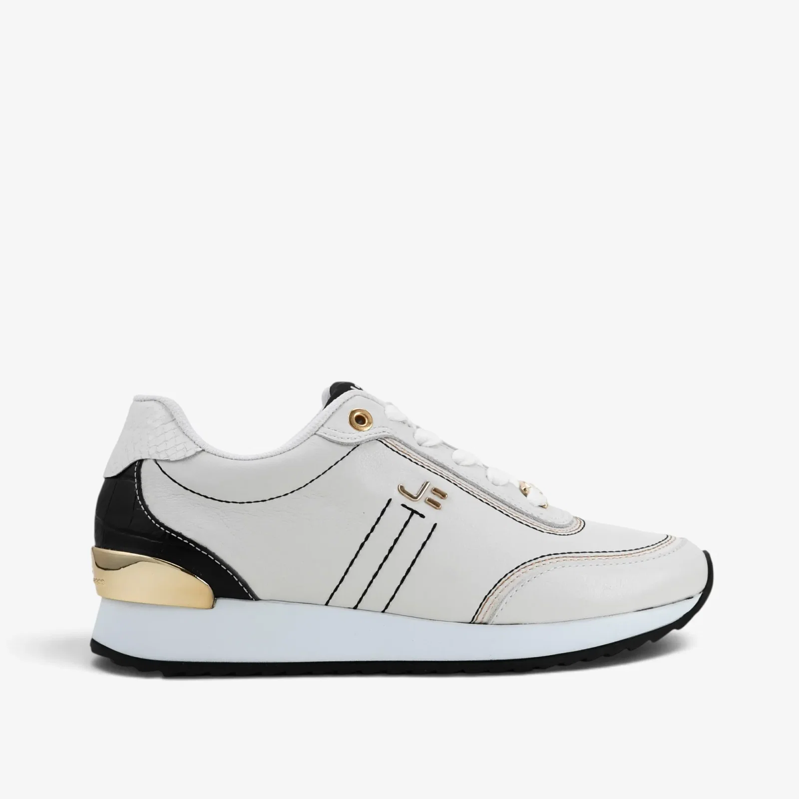 Tênis Jogger Preto Branco Couro