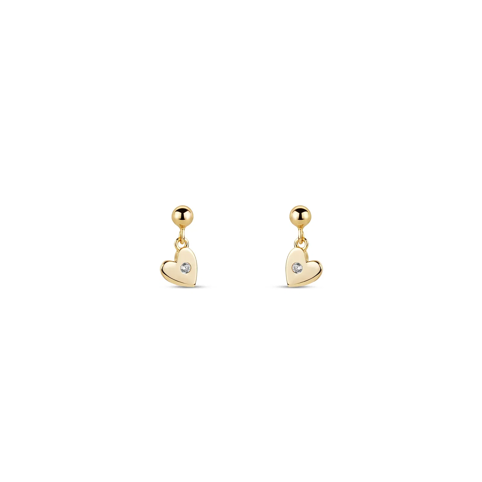 Brinco Life Kids Coração em Prata 925 com Banho de Ouro Amarelo 18k e Pedras Incolores — imagem 1