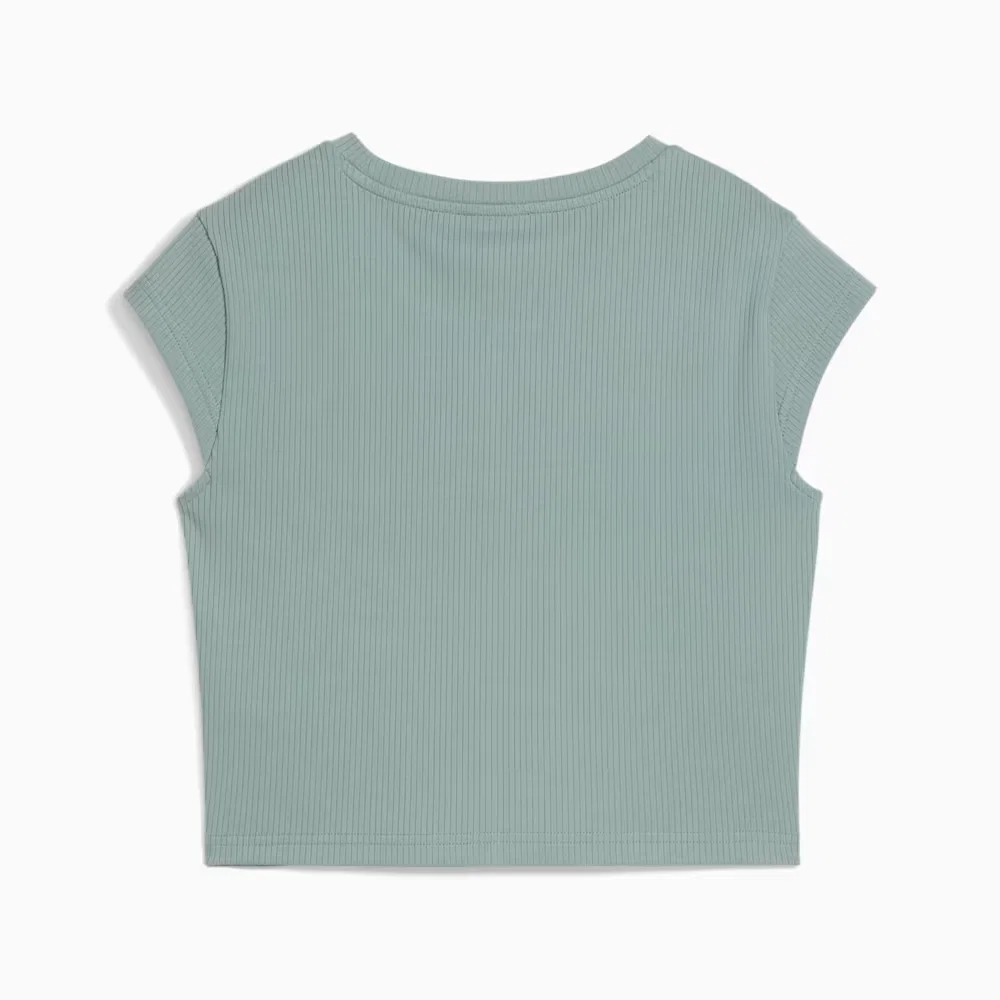 Camiseta Baby Look Wardrobe Essentials Ribbed Feminina
