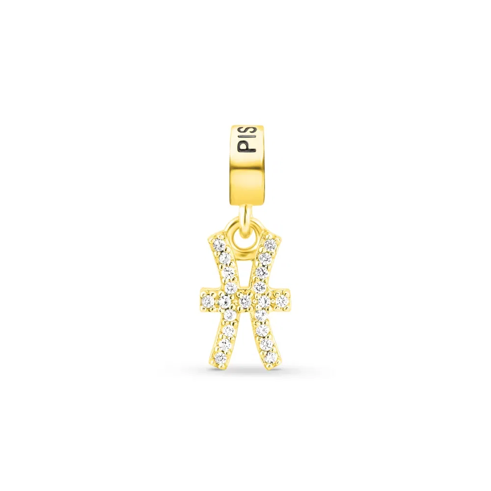Pingente Life Signo Peixes em Prata 925 com Banho de Ouro Amarelo 18k e Pedras Incolores — imagem 1