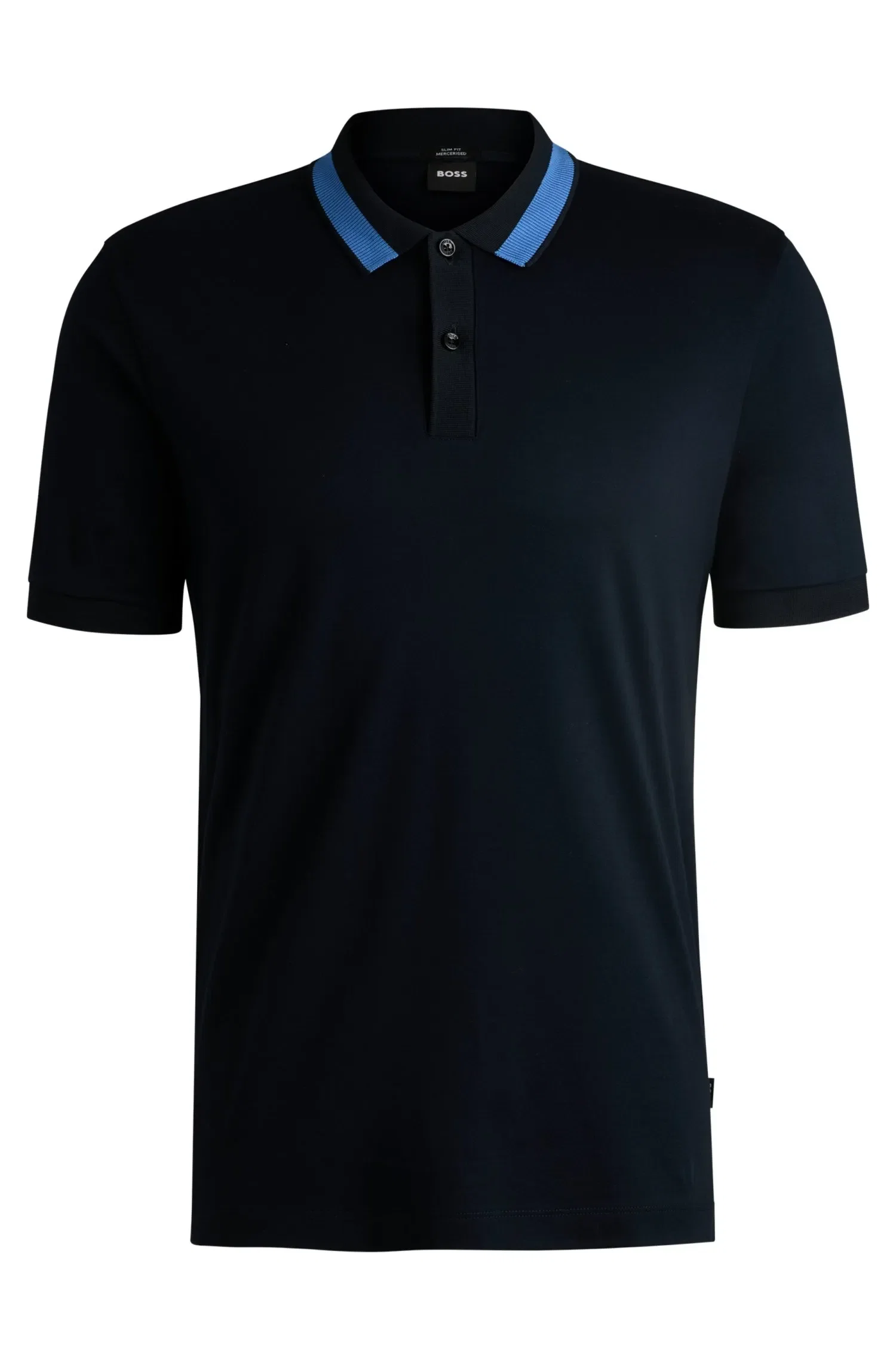 Polo Slim Fit De Algodão Mercerizado Com Risca No Colarinho — imagem 1
