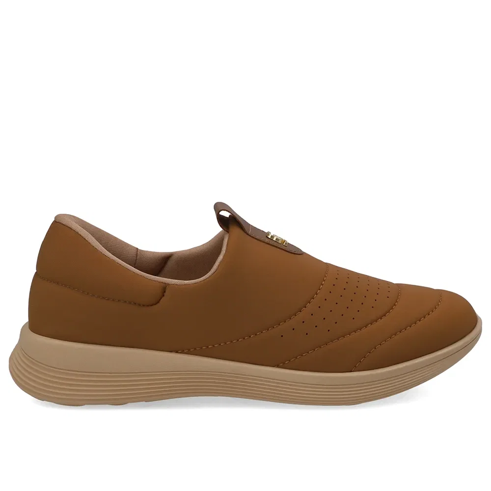 Tênis Slip On Elastano Marrom Canela
