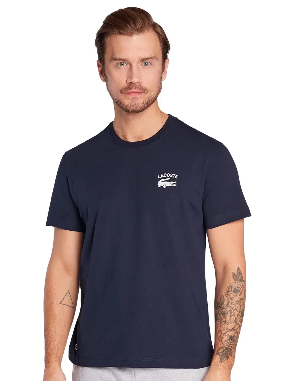 Camiseta Lacoste Masculina Regular Fit Cotton Jersey Azul Marinho