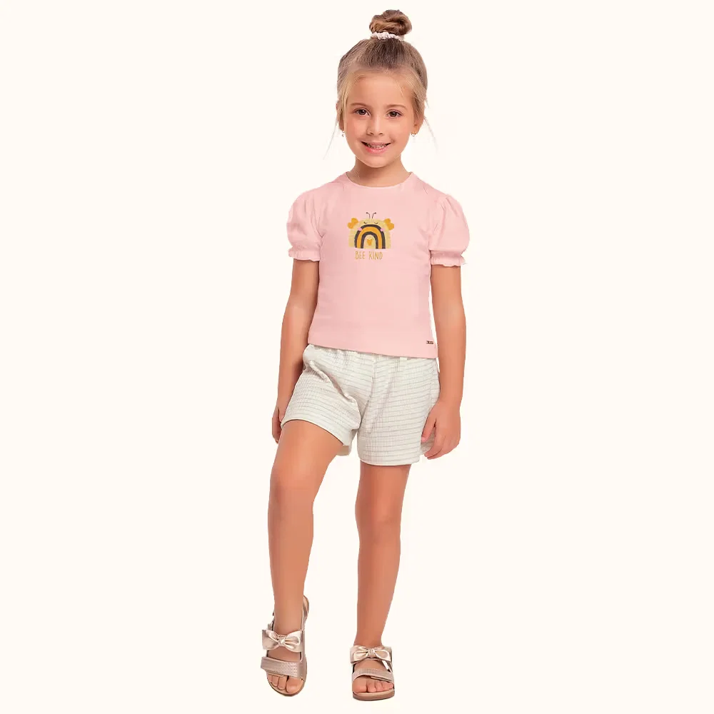 Conjunto blusa em meia malha e short em ribana lurex com lantejoula e glitter