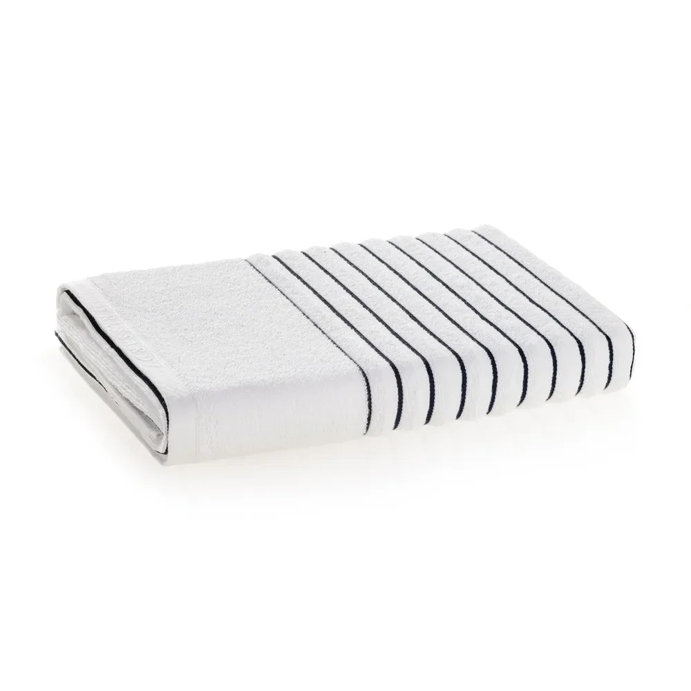 Toalha de Praia 550g/m² com listras Rigato Branco / Marino