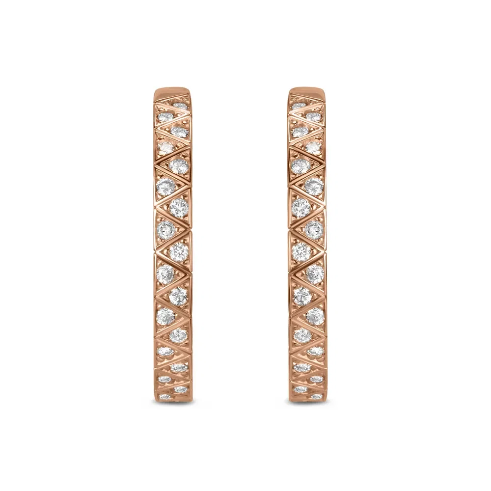 Brinco Ear Hook Icona em Ouro Rose 18k com Diamantes
