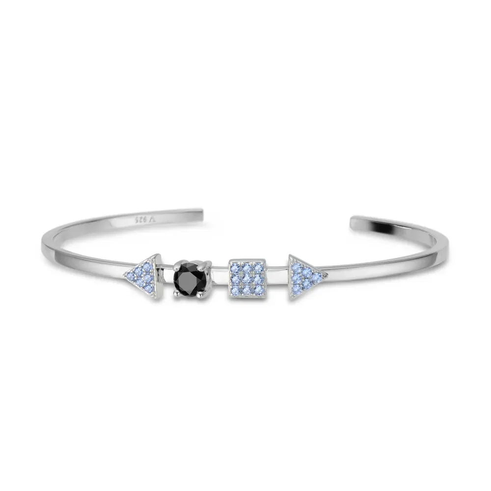 Bracelete Life Blue em Prata 925 com Pedras Pretas e Azuis — imagem 1