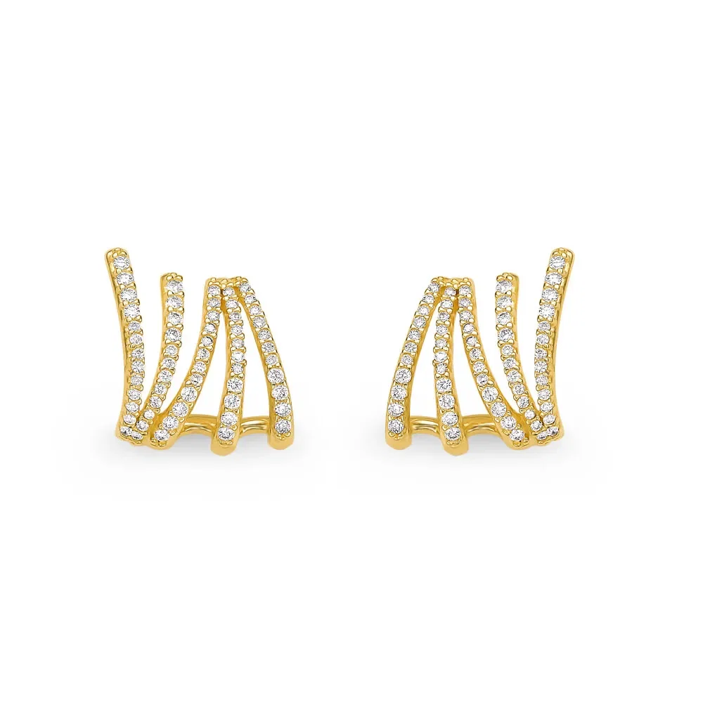 Brinco Ear Cuff Afluente em Ouro Amarelo 18k com Diamantes — imagem 1