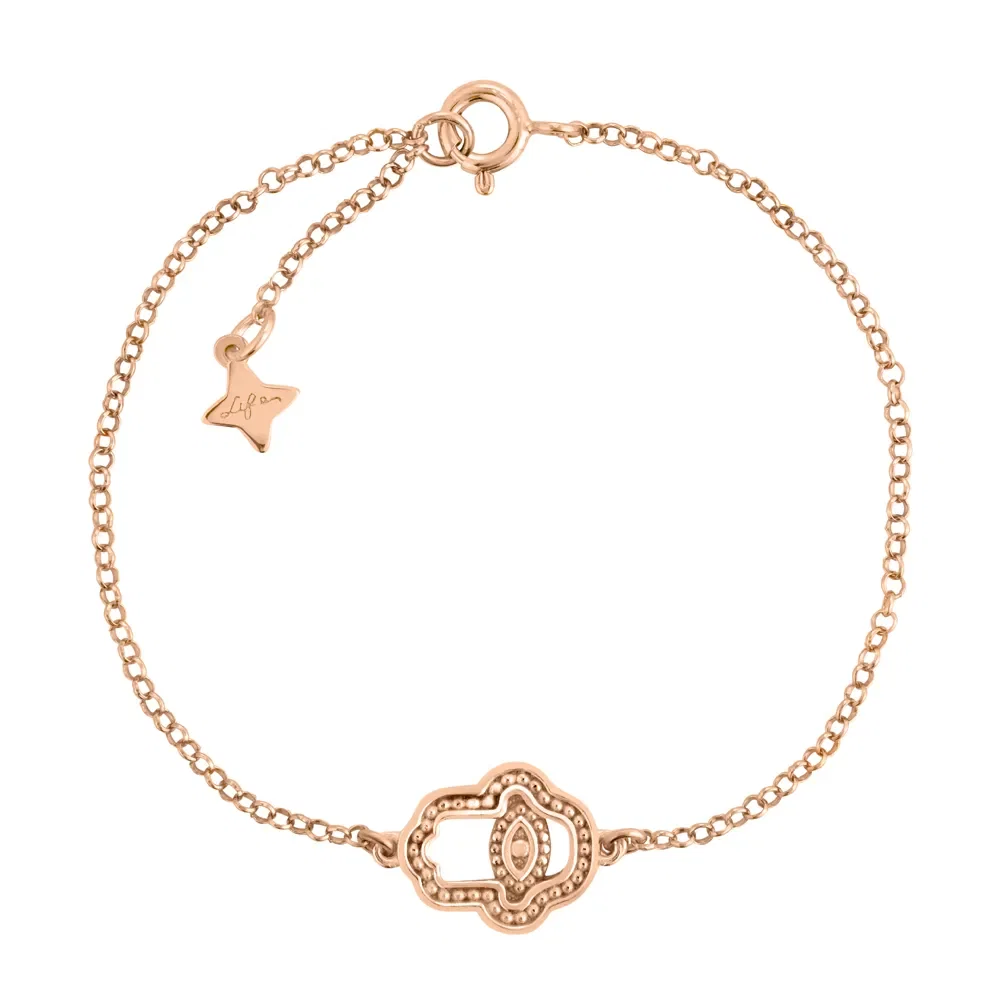 Pulseira Life Amuleto Hamsa em Liga Rosé com Banho de Ouro Rosé — imagem 1