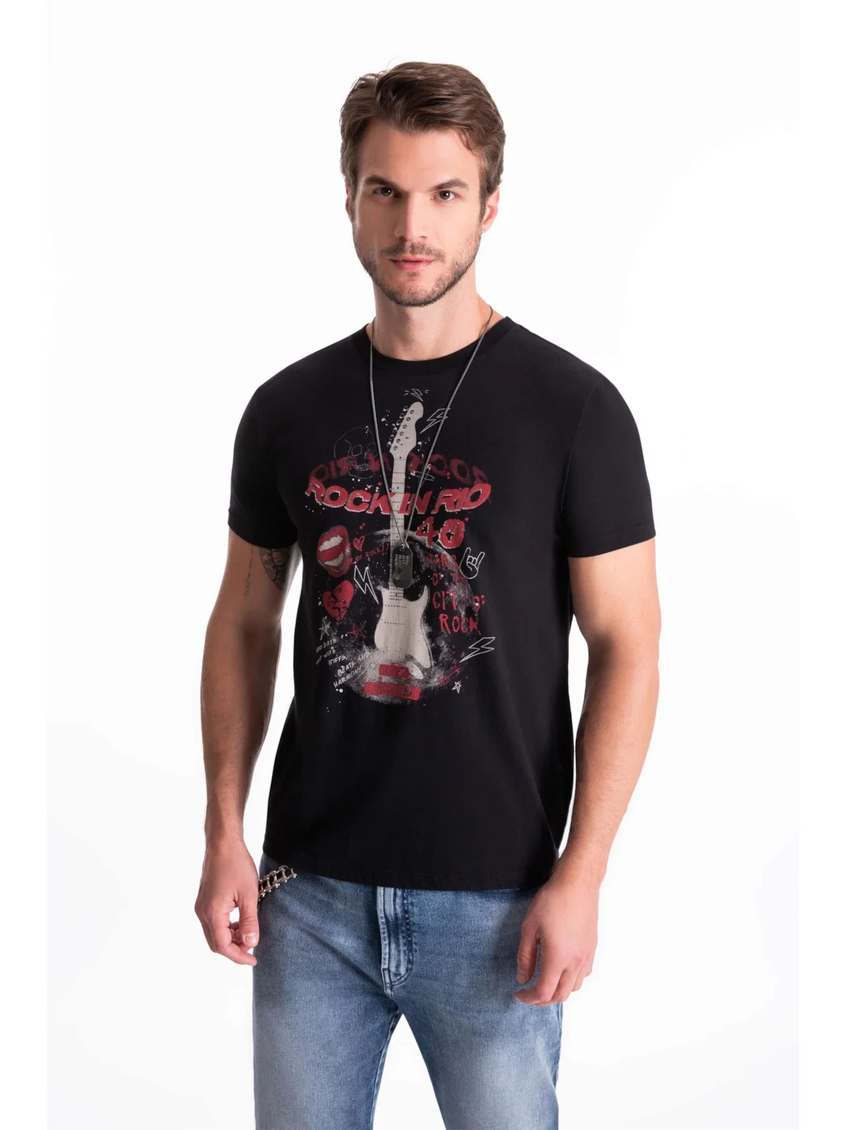 T-Shirt Guitar Rock Classic Preto