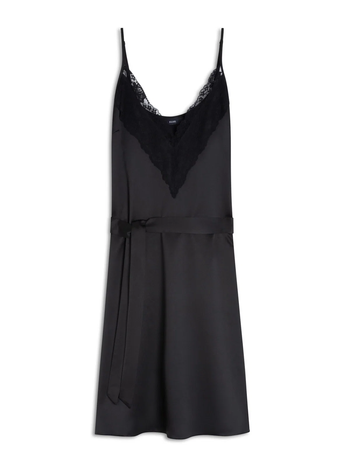 Vestido Lace Satin Slipdress Midi Preto
