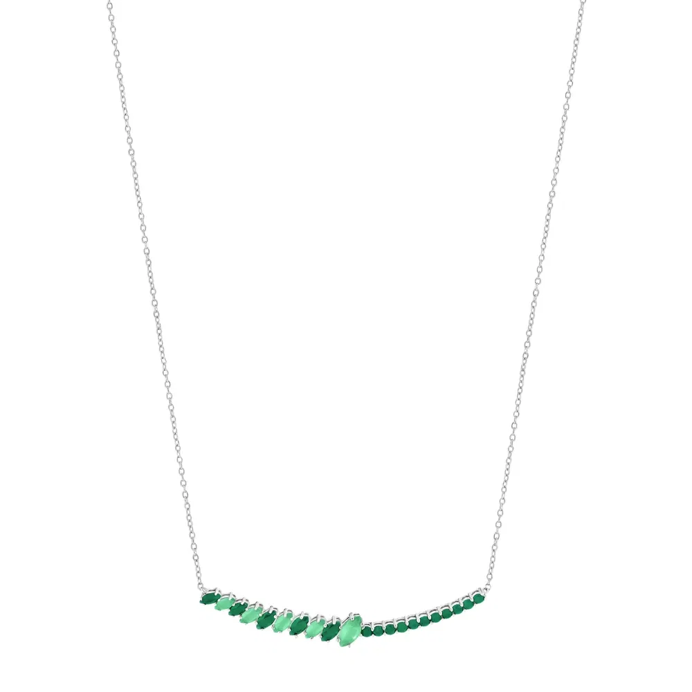 Colar Life Nature IV em Prata 925 com Ágata Verde e Calcedônia Verde, 40cm — imagem 1