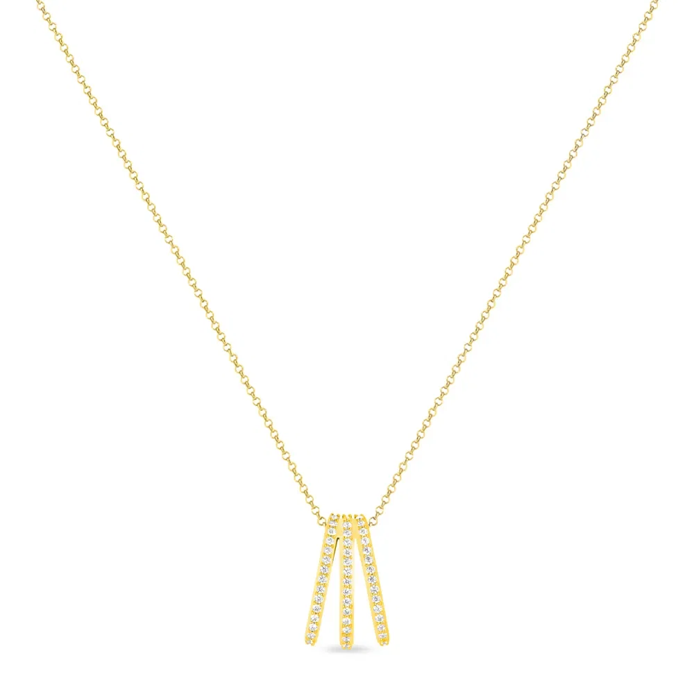 Colar Life Maxi VI em Prata 925 com banho de Ouro Amarelo 18k e Pedras Incolores, 45cm — imagem 1