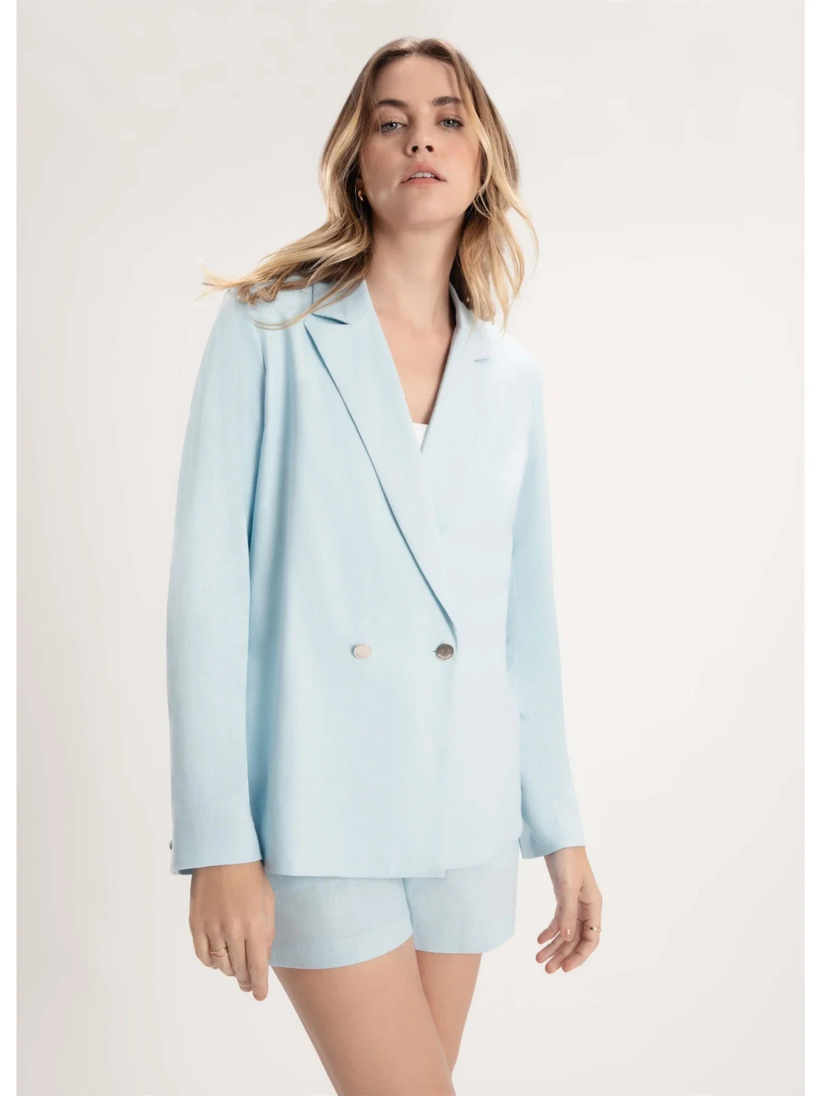 Blazer Linho Washed Azul Claro
