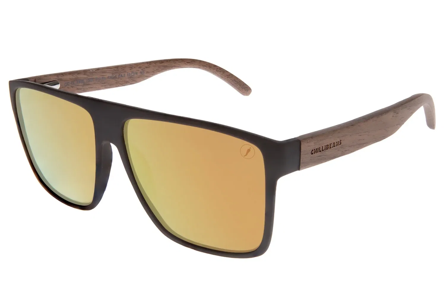 Óculos de Sol Masculino Chilli Beans Quadrado Polarizado Espelhado Dourado — imagem 1