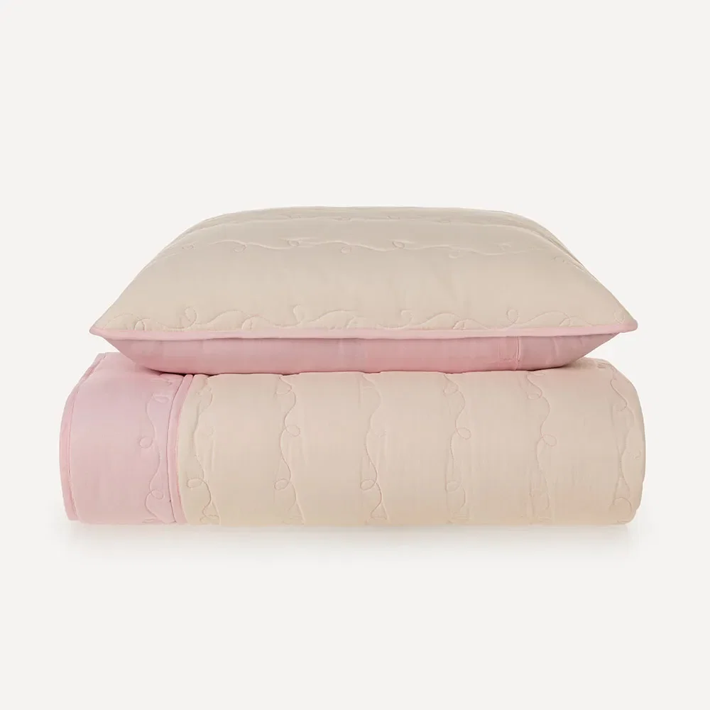 Colcha Infantil com Porta-travesseiro Tintim Blush