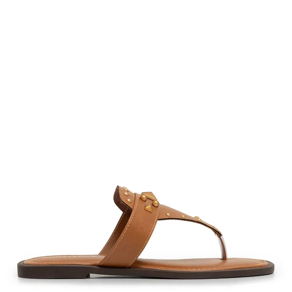 Rasteira Spikes Caramelo