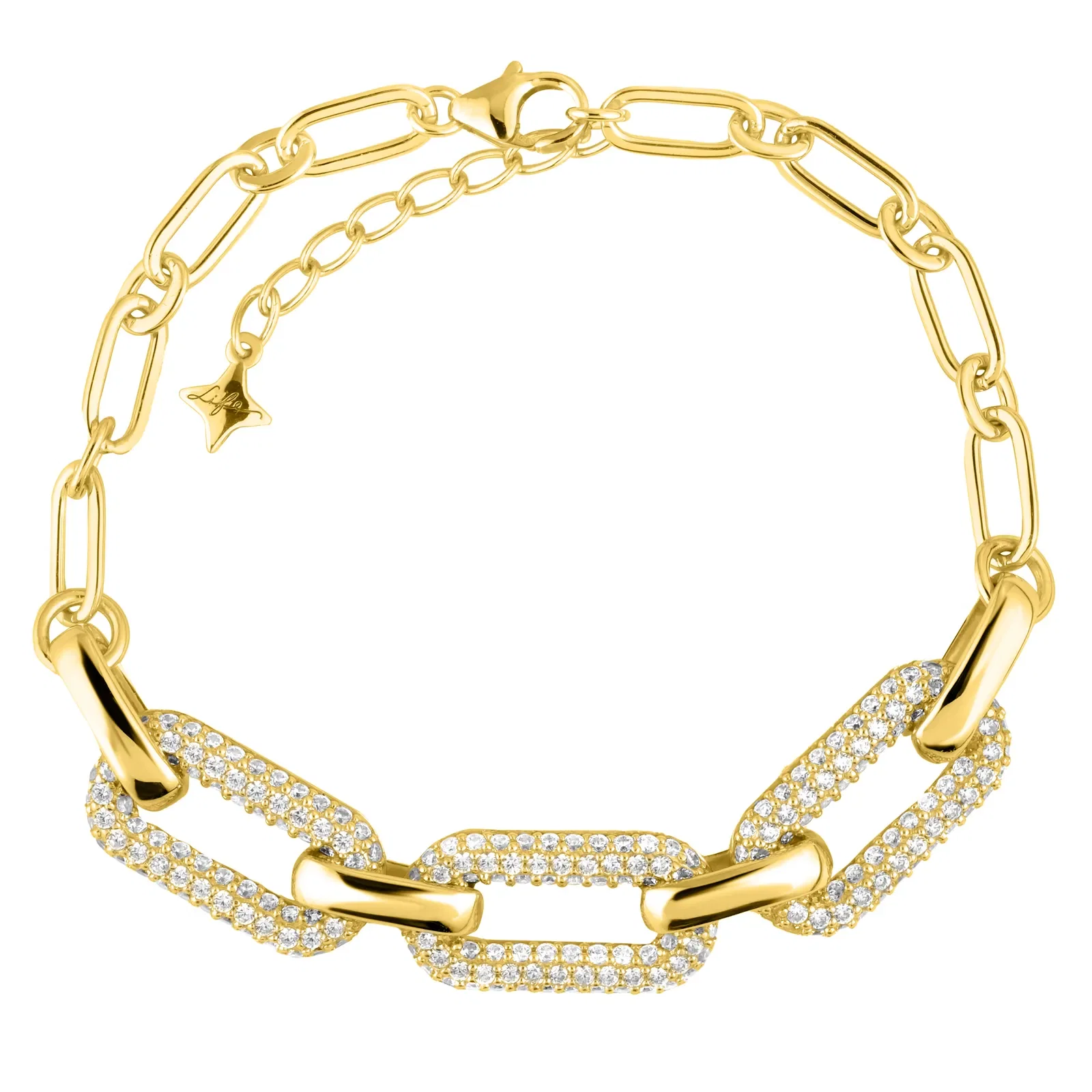 Pulseira Life Infinity II em Prata 925 com Banho de Ouro Amarelo 18k com Pedras Incolores