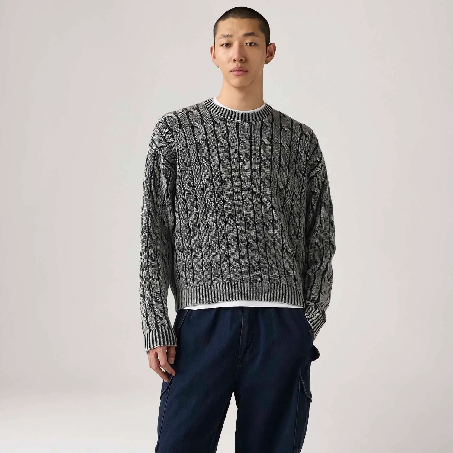 Suéter Levi's® Carmel Cable Crew Cinza