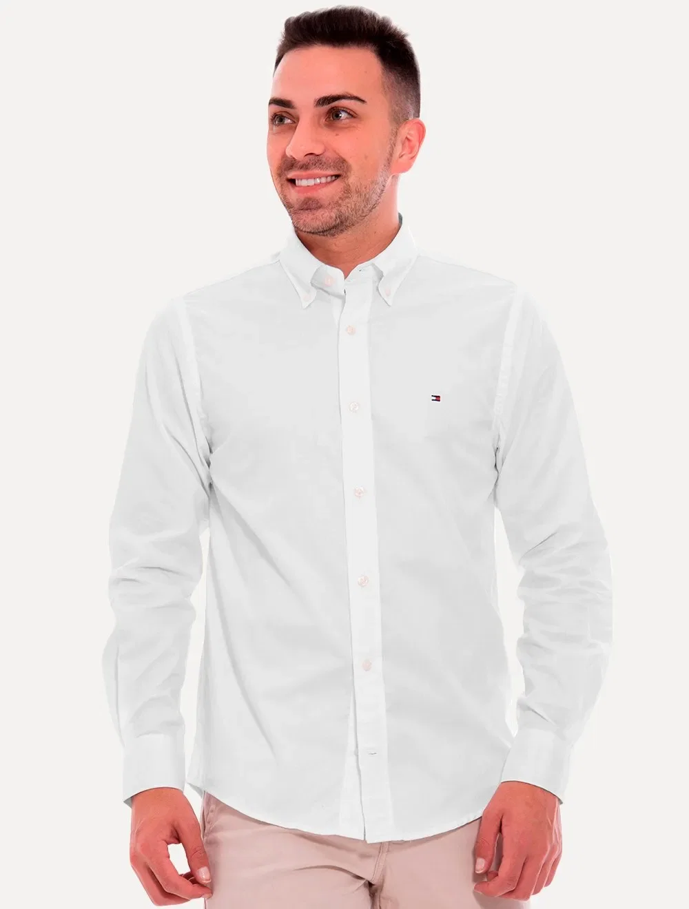 Camisa Tommy Hilfiger Masculina Regular Fit Classic Collar Branca — imagem 1
