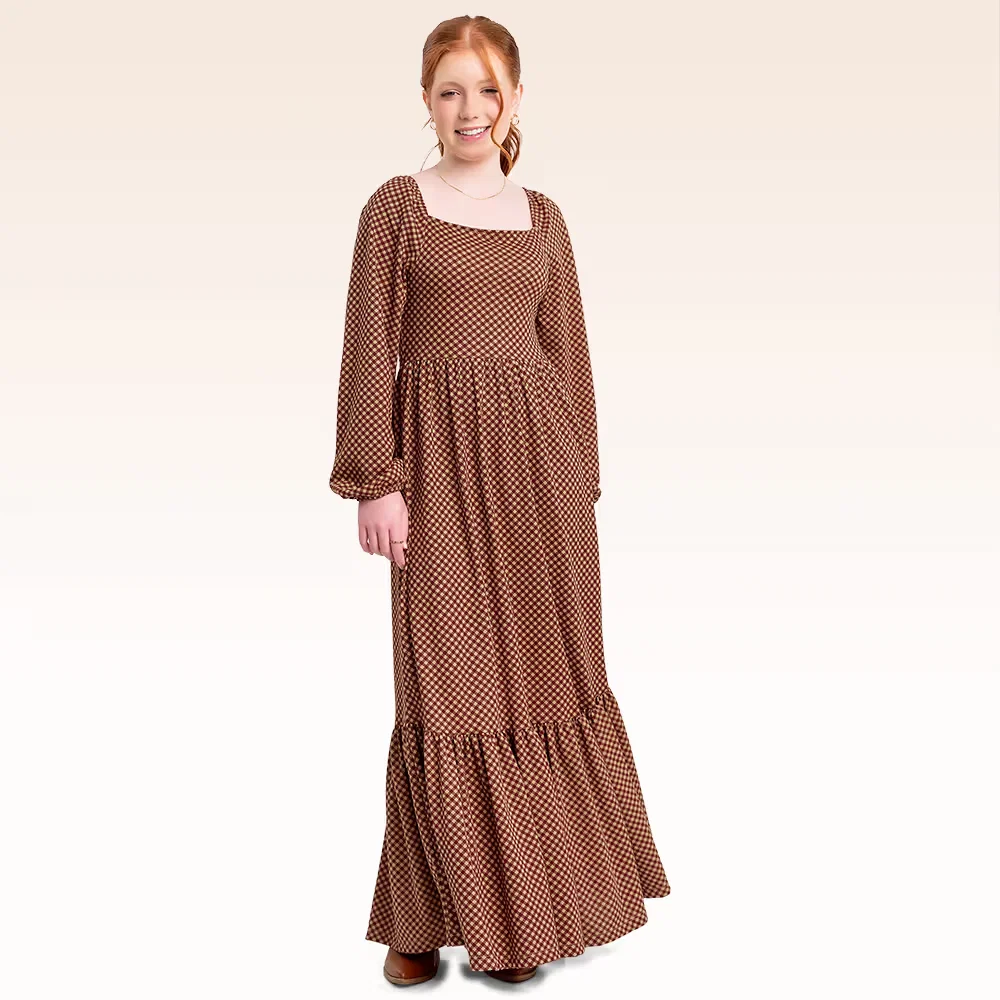 Vestido longo em malha favo