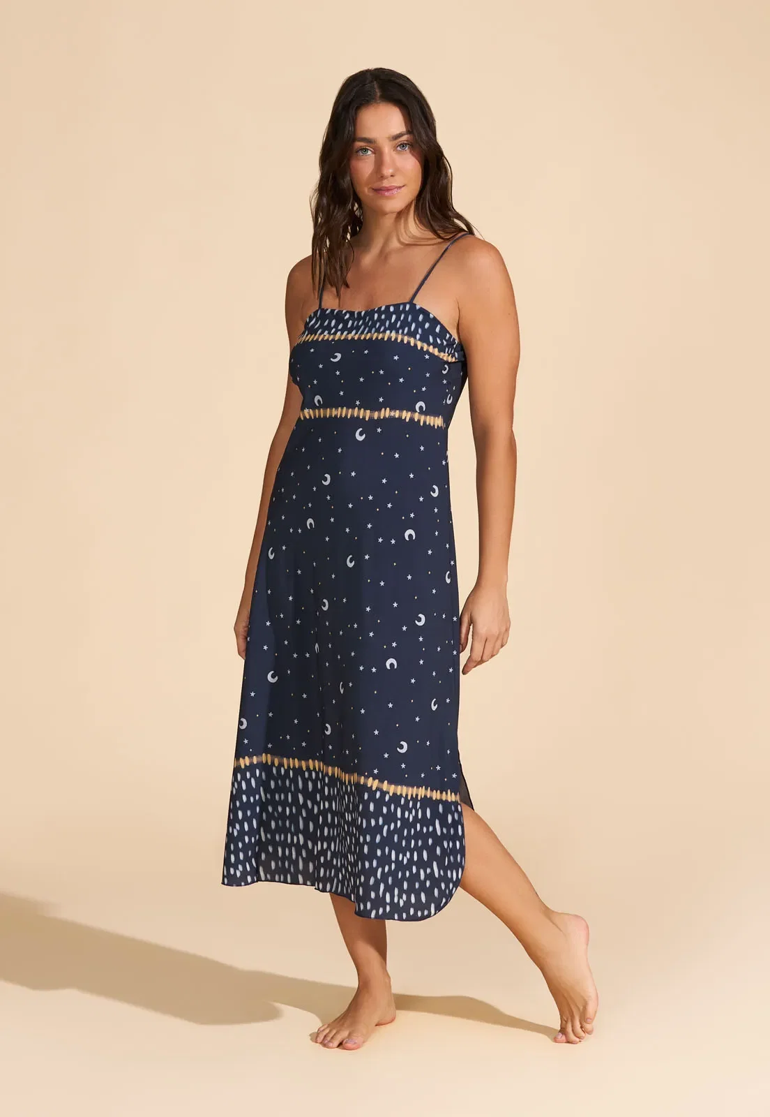 Slip Dress Midi Silk Skin com Forro Baunilha