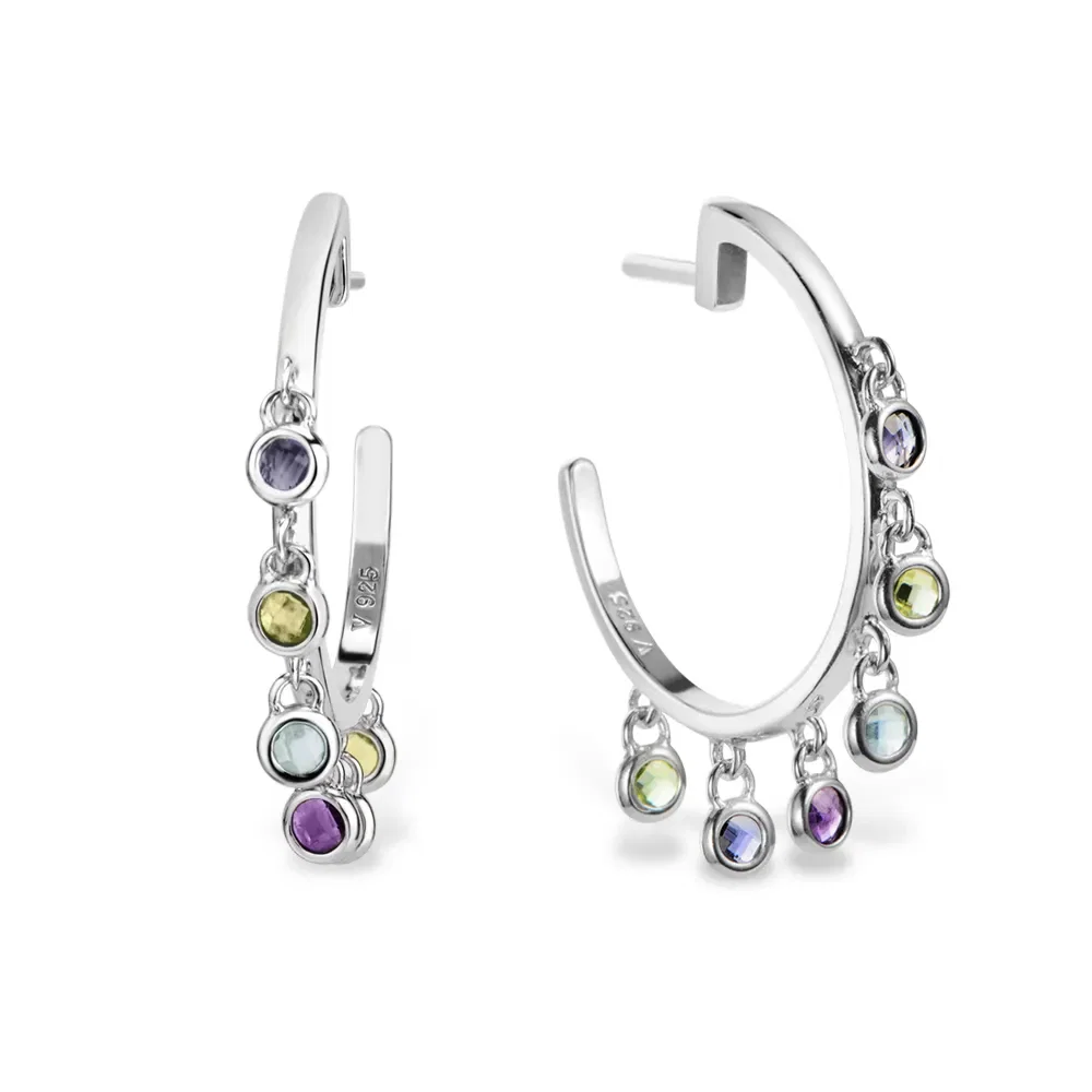 Argola Life Dream em Prata 925 com Pedras Coloridas, 21 mm — imagem 1