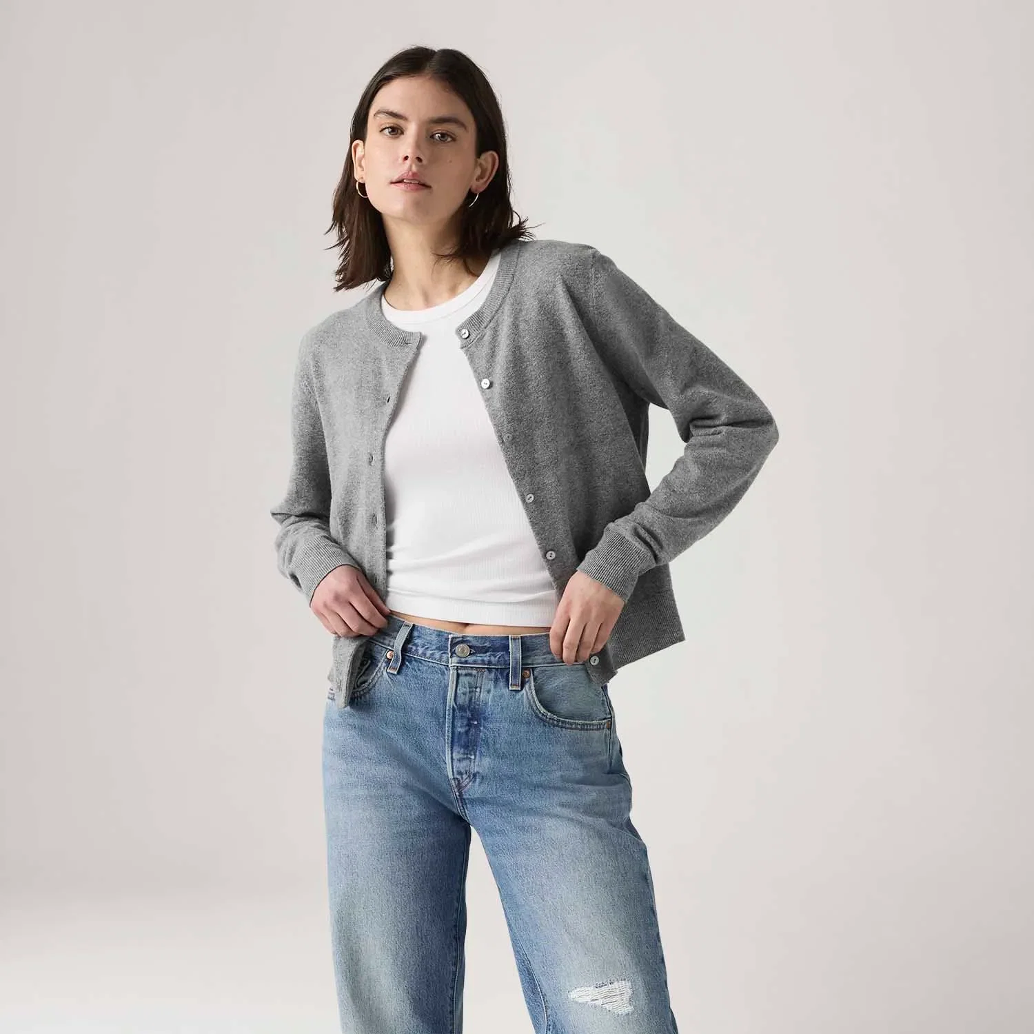 Cardigã Levi's® Tara Crewneck Cinza — imagem 1
