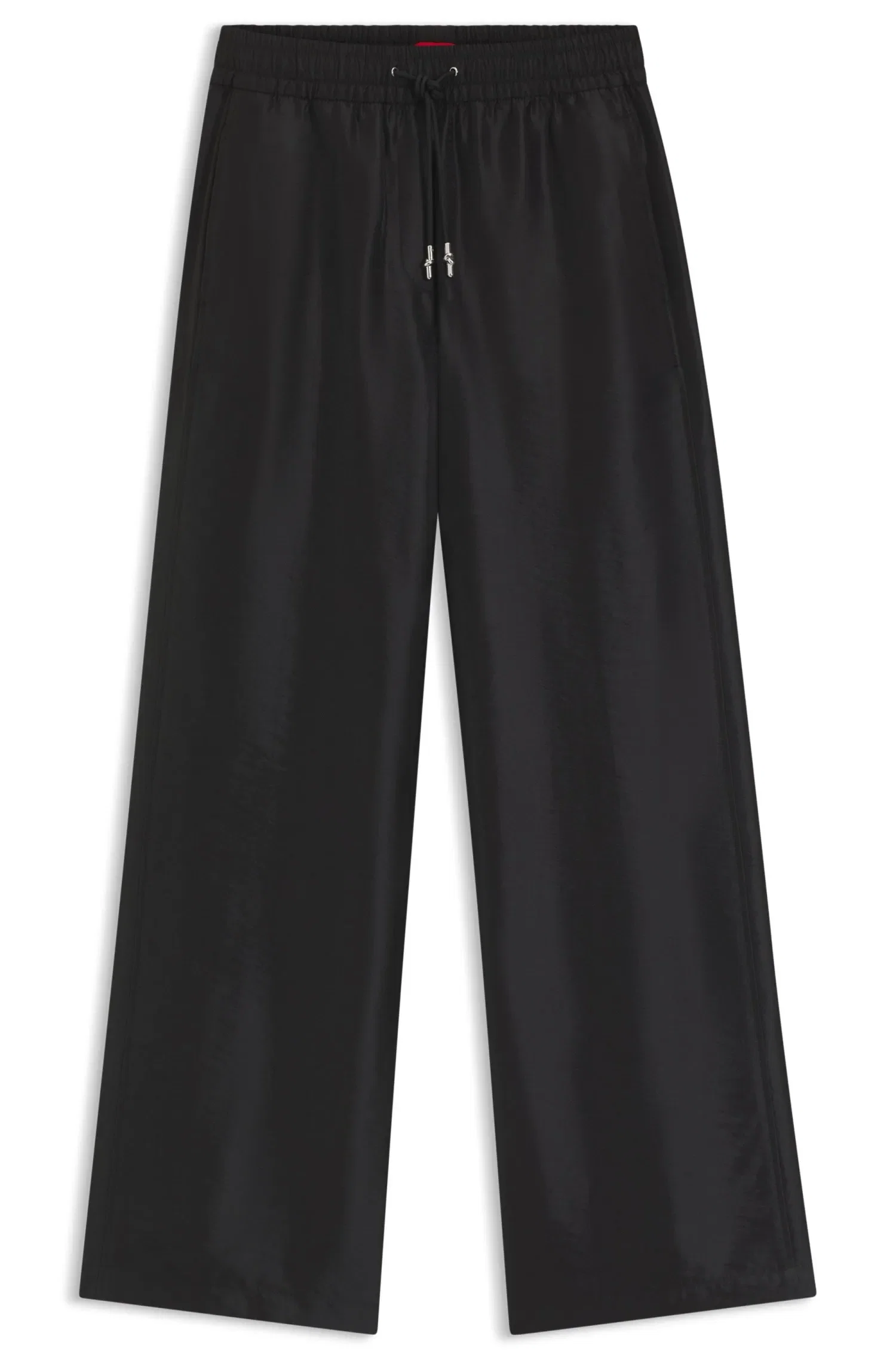 Calça De Perna Larga Relaxed Fit Com Cordão Na Cintura