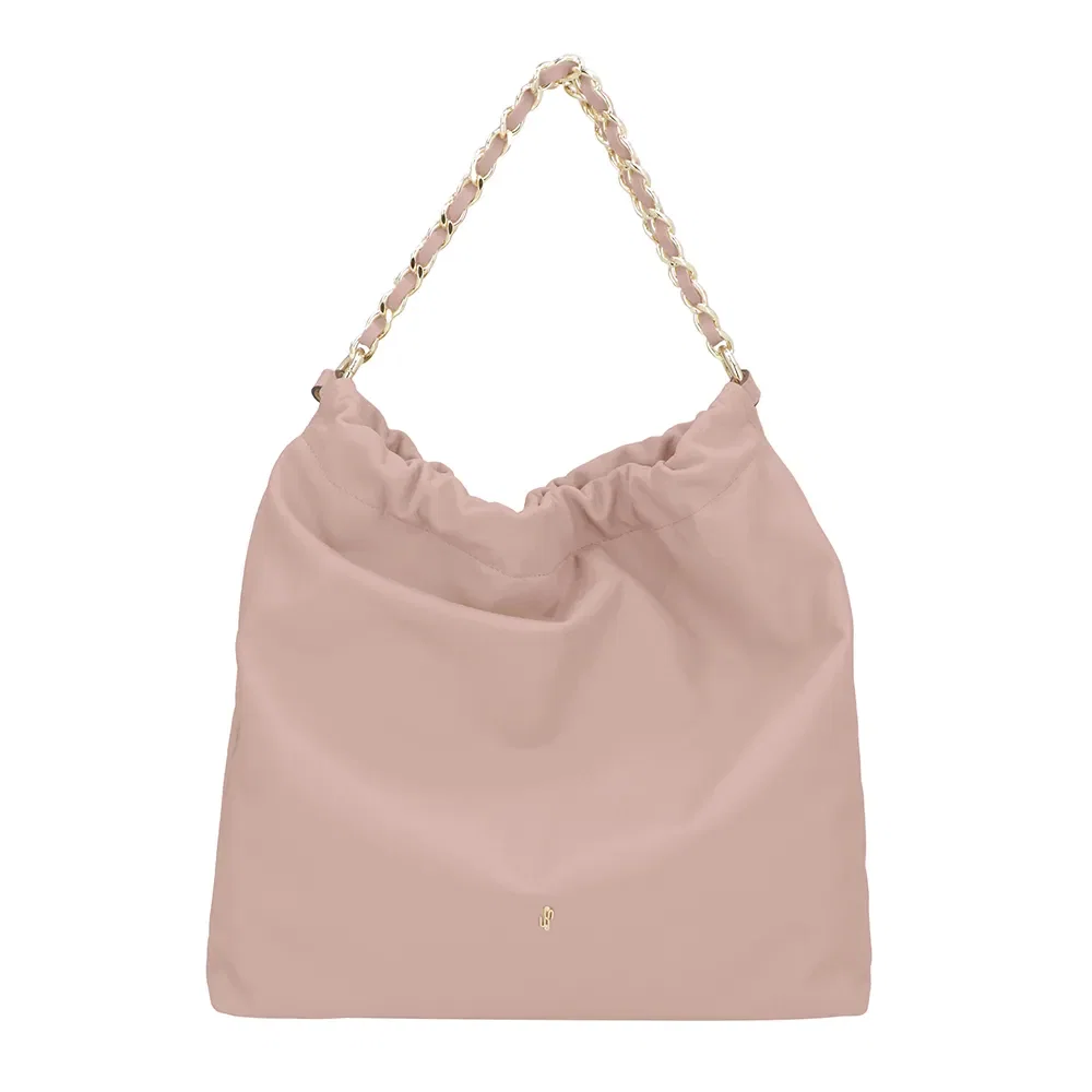 Bolsa Shopper Couro Rosa Alça Corrente