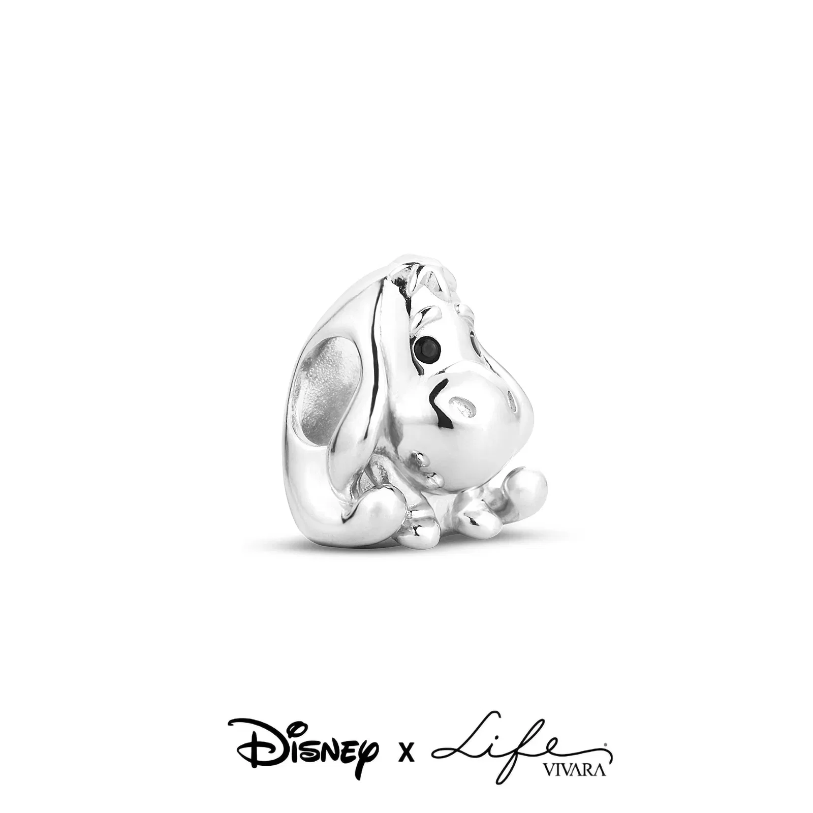 Separador Life Disney Bisonho em Prata 925 com Pedra Preta
