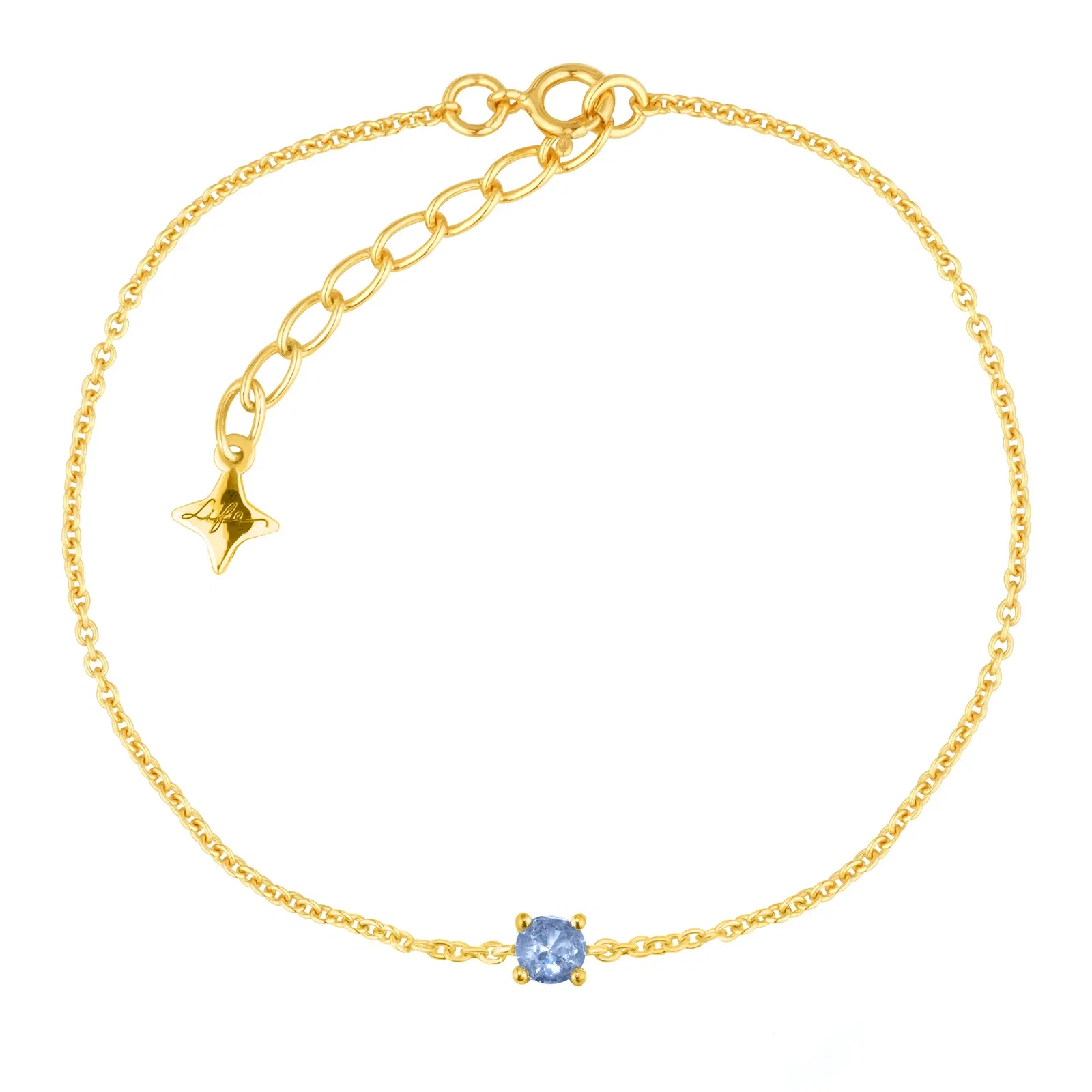 Pulseira Life Auba em Prata 925 com Banho de Ouro Amarelo 18k e Pedra Azul