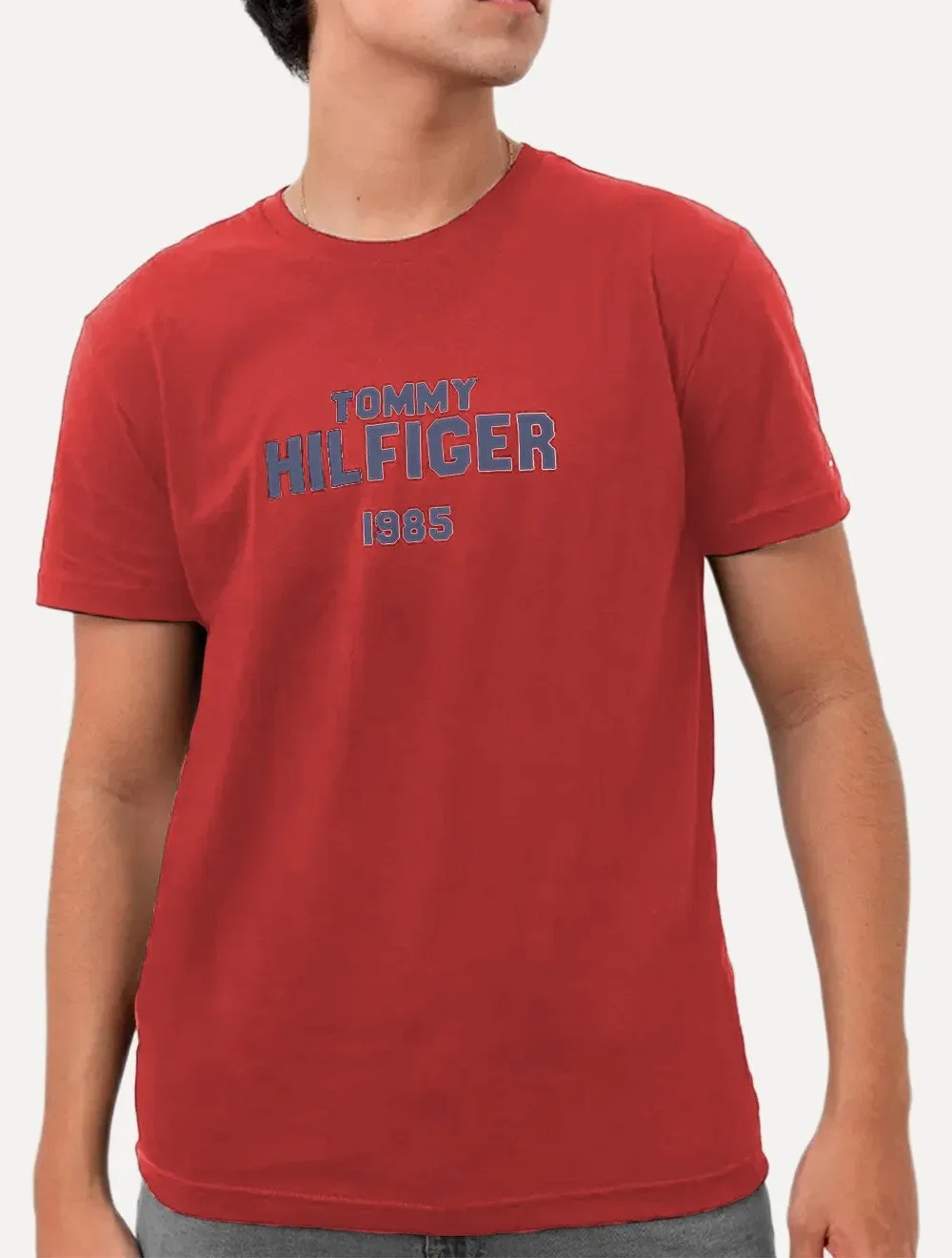 Camiseta Tommy Hilfiger Masculina Arch Logo 1985 Vermelha