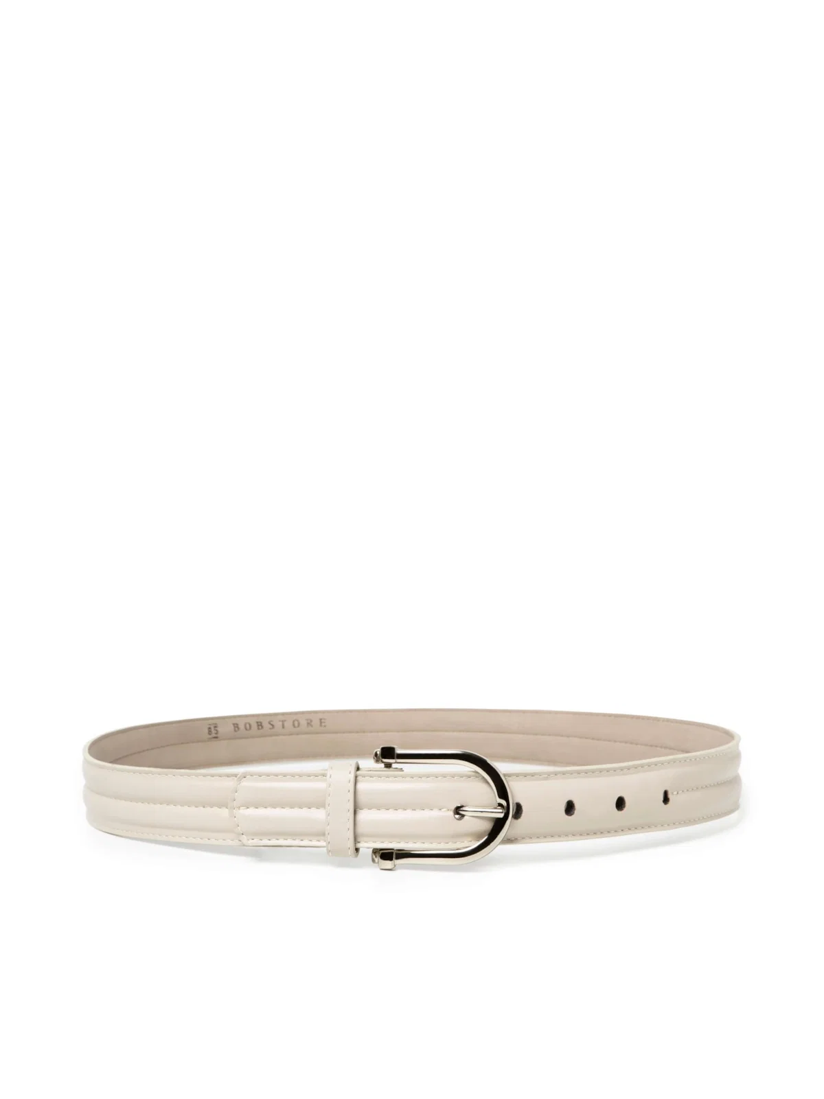 Cinto Couro Matelasse Off White